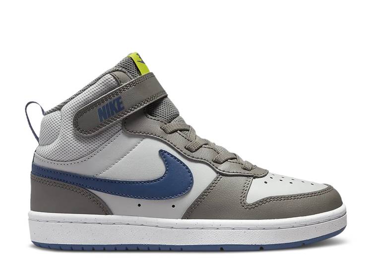 【 NIKE COURT BOROUGH MID 2 PS 'GREY FOG MYSTIC NAVY' / GREY FOG ATOMIC GREEN FLAT 】 コート ミッド 灰色 グレー 緑 グリーン コートバーロウ ジュニア キッズ ベビー マタニティ スニーカー ナイキ｜スニケス
