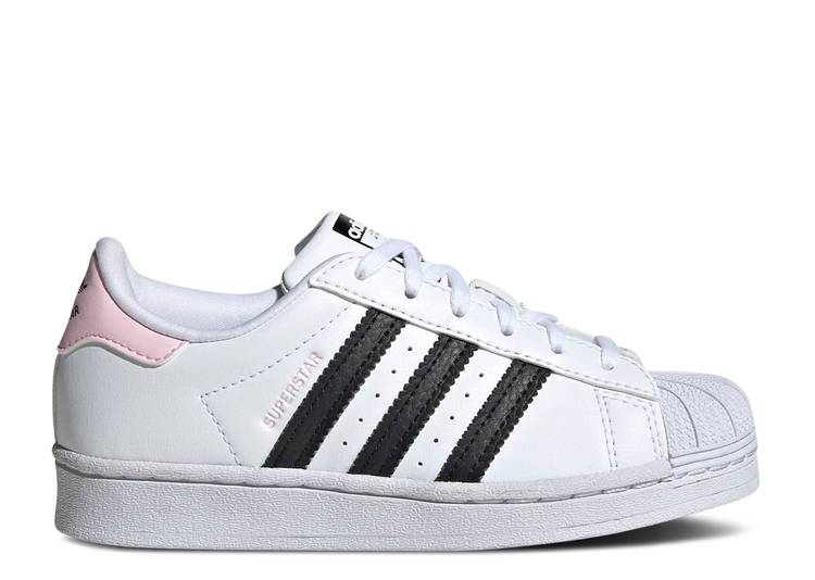 【 ADIDAS SUPERSTAR J WHITE CLEAR PINK / CLOUD WHITE CORE BLACK CLEAR 】 アディダス スーパースター 白色 ホワイト コア 黒色 ブラック ジュニア キッズ ベビー マタニティ スニーカー