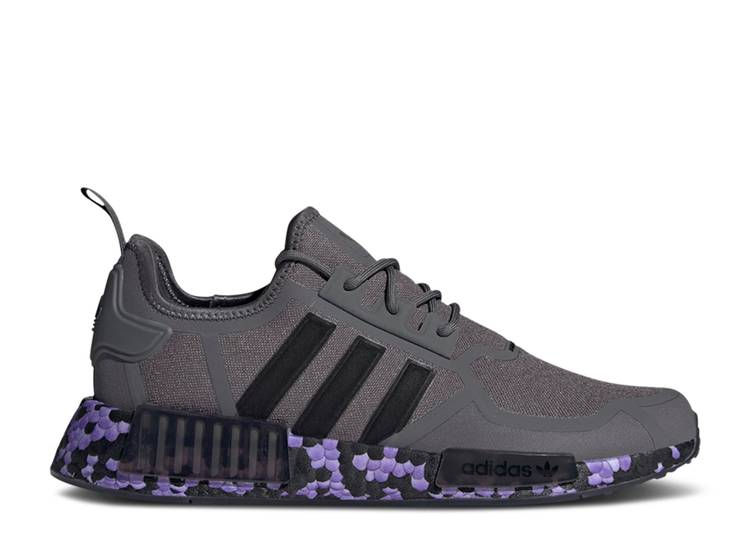 【 ADIDAS NMD_R1 \u0027GREY PURPLE RUSH\u0027 / GREY FIVE CORE BLACK PURPLE RUSH 】 アディダス 紫 パープル 薄墨色 薄墨色 中核グループ 黒いこと 黒いこと 混雑時 スニーカー メンズ