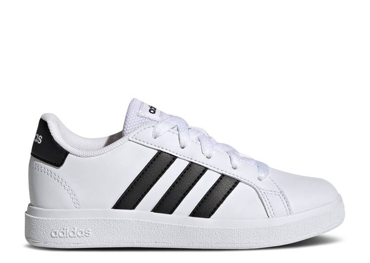 【 ADIDAS GRAND COURT 2.0 BIG KID 'WHITE BLACK' / CLOUD WHITE CORE BLACK CORE 】 アディダス グランド コート 白色 ホワイト コア 黒色 ブラック ジュニア キッズ ベビー マタニティ スニーカー