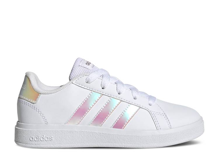 【 ADIDAS GRAND COURT 2.0 BIG KID 'WHITE IRIDESCENT' / CLOUD WHITE IRIDESCENT CLOUD 】 アディダス グランド コート 白色 ホワイト ジュニア キッズ ベビー マタニティ スニーカー