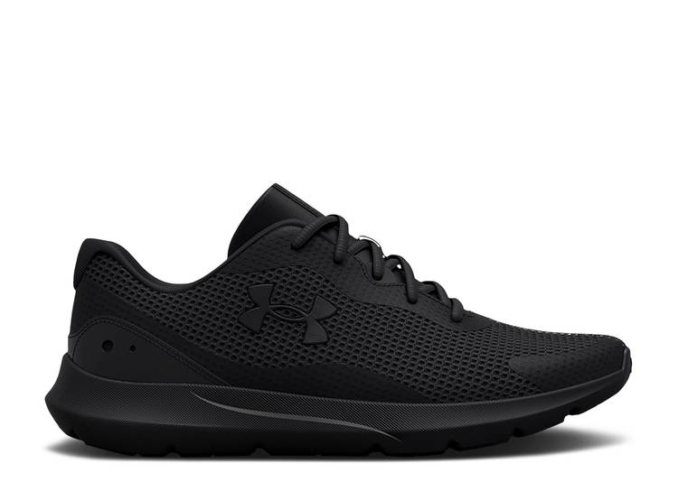 【 UNDER ARMOUR SURGE 3 \u0027TRIPLE BLACK\u0027 / BLACK 】 黒いこと 黒いこと アンダーアーマー スニーカー メンズ