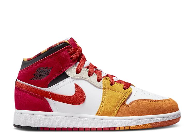 【 AIR JORDAN JORDAN 1 MID SE GS 'PICNIC' / PAPRIKA CINNABAR BLACK CANYON 】 ナイキ ミッド 黒色 ブラック エアジョーダン ジュニア キッズ ベビー マタニティ スニーカー｜スニケス 50,160円
