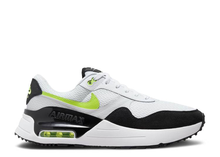 【 NIKE AIR MAX SYSTM \u0027WHITE VOLT\u0027 / WHITE VOLT PURE PLATINUM BLACK 】 マックス 白いこと 白いこと 純然たる プラチナム 黒いこと 黒いこと エア湖マックス スニーカー メンズ ナイキ