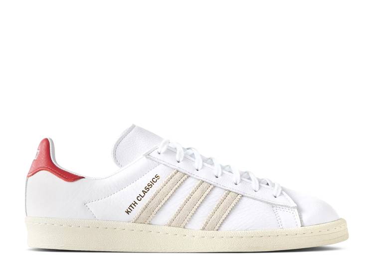 【 ADIDAS KITH X CAMPUS 80S \u0027CLASSICS PROGRAM - WHITE RED\u0027 / WHITE RED 】 アディダス 校庭 白いこと 白いこと 赤 赤いこと スニーカー メンズ