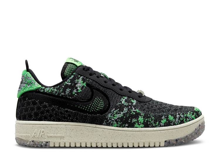 【 NIKE AIR FORCE 1 CRATER FLYKNIT NEXT NATURE \u0027BLACK VOLT\u0027 / BLACK SCREAM GREEN LIME ICE 】 飛球編み物 黒いこと 黒いこと スクリーム 緑 緑であること 菩提樹 空軍 スニーカー メンズ ナイキ