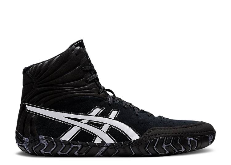 【 ASICS AGGRESSOR 5 BLACK WHITE / BLACK WHITE 】 黒色 ブラック 白色 ホワイト スニーカー メンズ アシックス
