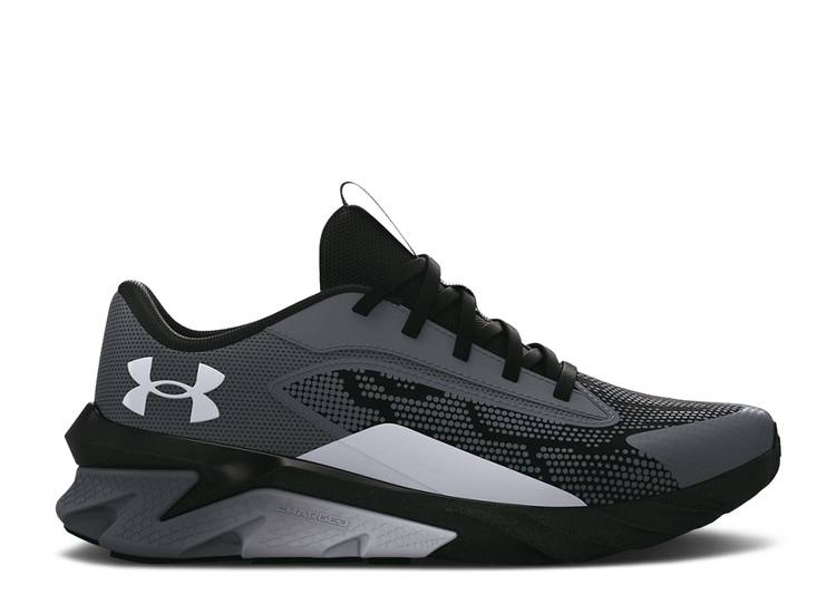 【 UNDER ARMOUR SCRAMJET 4 PS 'PITCH GREY BLACK' / PITCH GREY BLACK 】 灰色 グレー 黒色 ブラック アンダーアーマー ジュニア キッズ ベビー マタニティ スニーカー|スニケス