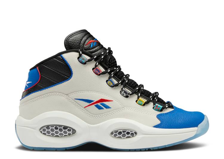 【 REEBOK QUESTION MID \u0027ANSWER TO NO ONE\u0027 / CHALK CORE BLACK VECTOR BLUE 】 リーボック 問い合わせ ミッド 中核グループ 黒いこと 黒いこと 青み 青色 クエスチョンミッド スニーカー メンズ