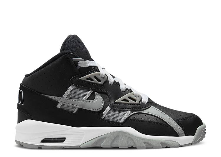 【 NIKE AIR TRAINER SC HIGH GS 'RAIDERS' / BLACK LIGHT SMOKE GREY COOL GREY 】 トレーナー ハイ 黒色 ブラック 灰色 グレー クール エアトレーナー ジュニア キッズ ベビー マタニティ スニーカー ナイキ|スニケス