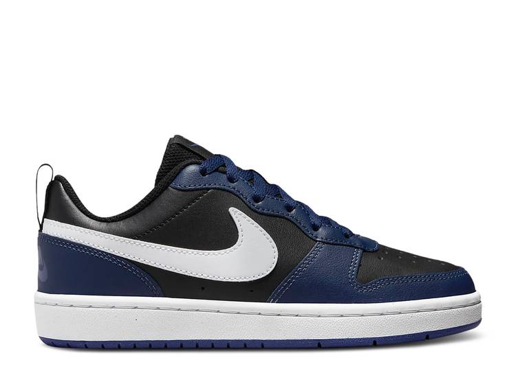 【 NIKE COURT BOROUGH LOW 2 GS MIDNIGHT NAVY BLACK / MIDNIGHT NAVY BLACK DARK PURPLE 】 コート 紺色 ネイビー 黒色 ブラック 紫 パープル コートバーロウ ジュニア キッズ ベビー マタニティ スニーカー ナイキ