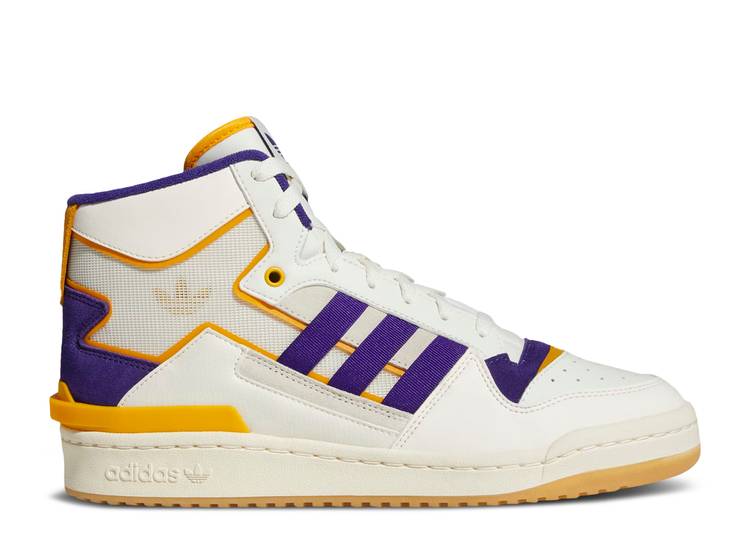 【 ADIDAS FORUM EXHIBIT MID \u0027INSIDE OUT - WHITE PURPLE GOLD\u0027 / OFF WHITE COLLEGIATE PURPLE 】 アディダス 討論会 ミッド 白いこと 白いこと 紫 パープル スニーカー メンズ 靴-メンズ靴