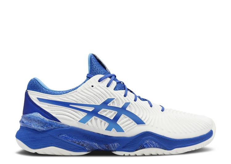 【 ASICS COURT FF NOVAK \u0027WHITE TUNA BLUE\u0027 / WHITE TUNA BLUE 】 厚地の外套 白いこと 白いこと 青味 青み スニーカー メンズ アシックス