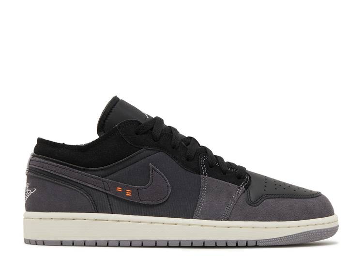 【 AIR JORDAN JORDAN 1 LOW SE CRAFT \u0027INSIDE OUT - BLACK\u0027 / BLACK CEMENT GREY LIGHT GRAPHITE 】 ナイキ 黒いこと 黒いこと 薄墨色 シメント 薄墨色 エアジョーダン スニーカー メンズ
