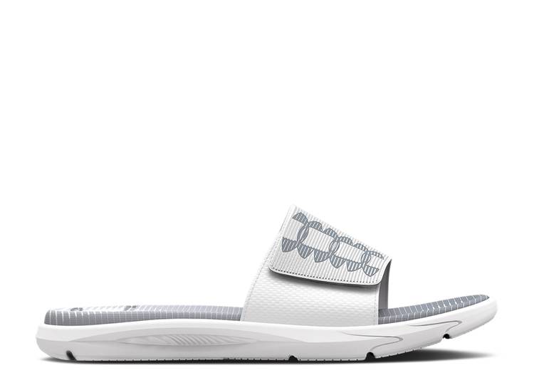 【 UNDER ARMOUR MERCENARY SLIDE WHITE HALO GREY / WHITE HALO GREY 】 サンダル 白色 ホワイト 灰色 グレー アンダーアーマー スニーカー メンズ