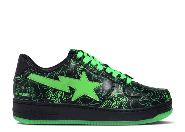 【 BAPE RAZER X BAPESTA LOW M2 \u0027NEON CAMO\u0027 / GREEN 】 緑 緑であること スニーカー メンズ ベイプ