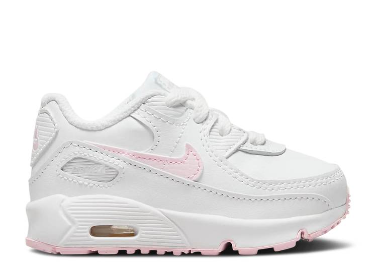 【 NIKE AIR MAX 90 LEATHER TD 'WHITE PINK FOAM' / WHITE WHITE WHITE PINK FOAM 】 マックス レザー ピンク 白色 ホワイト エアマックス ベビー ナイキ｜スニケス