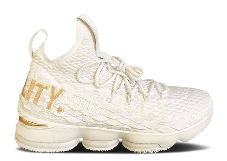【 NIKE LEBRON 15 'EQUALITY' PE / BLACK WHITE GOLD 】 レブロン 黒色 ブラック 白色 ホワイト ゴールド スニーカー メンズ ナイキ｜スニケス