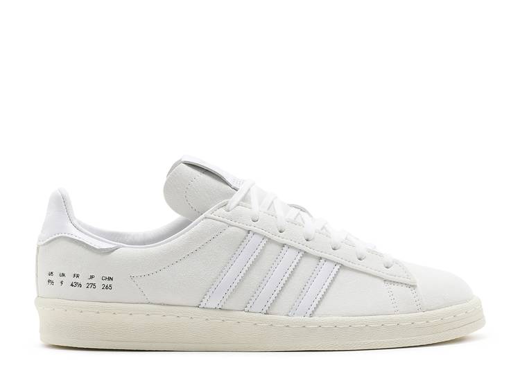 【 ADIDAS CAMPUS 80S 'SIZE TAG - OFF WHITE' / WHITE CLOUD WHITE OFF WHITE 】 アディダス キャンパス タグ 白色 ホワイト スニーカー メンズ｜スニケス