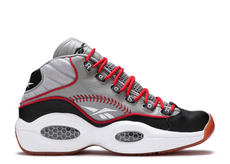 【 REEBOK QUESTION MID \u0027PRACTICE\u0027 / TIN GREY BLACK WHITE SCARLET GUM 】 リーボック 問い合わせ ミッド 薄墨色 薄墨色 黒いこと 黒いこと 白いこと 白いこと クエスチョンミッド スニーカー メンズ