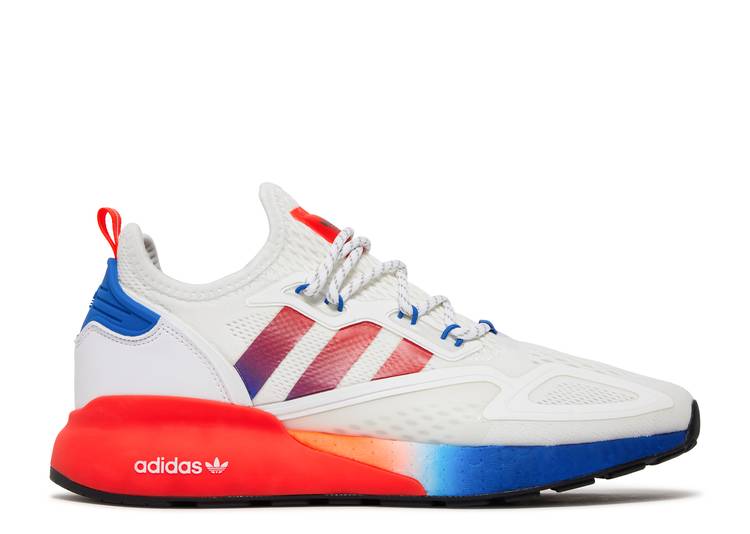 【 ADIDAS ZX 2K BOOST 'WHITE GRADIENT' / CLOUD WHITE SOLAR RED BLUE 】 アディダス ブースト 白色 ホワイト 赤 レッド 青色 ブルー スニーカー メンズ