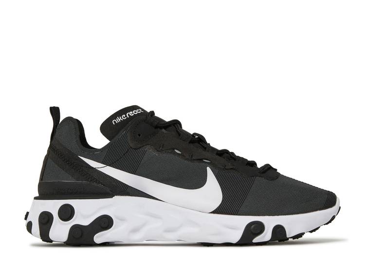 【 NIKE WMNS REACT ELEMENT 55 'BLACK' / BLACK WHITE 】 リアクト エレメント 黒色 ブラック 白色 ホワイト スニーカー レディース ナイキ
