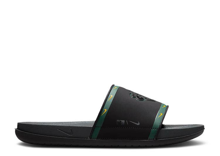 【 NIKE MLB X OFFCOURT SLIDE 'OAKLAND ATHLETICS' / BLACK PRO GREEN SUNDOWN 】 サンダル 黒色 ブラック プロ 緑 グリーン 'オークランド アスレチックス' スニーカー メンズ ナイキ