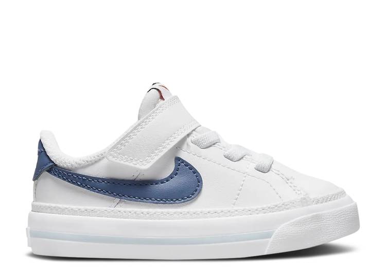 【 NIKE COURT LEGACY TD WHITE MYSTIC NAVY / WHITE BOARDER BLUE TEAM ORANGE 】 コート レガシー 白色 ホワイト 青色 ブルー チーム 橙 オレンジ ベビー ナイキ