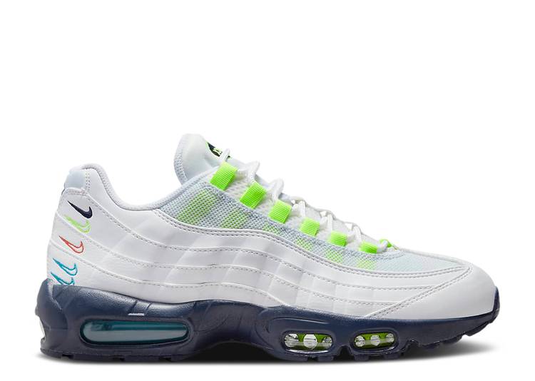 【 NIKE AIR MAX 95 EC \u0027MULTI-COLOR SWOOSH\u0027 / WHITE VOLT FOOTBALL GREY 】 マックス 白いこと 白いこと 薄墨色 薄墨色 大気圏マックス \u0027MULTICOLOR スニーカー メンズ ナイキ