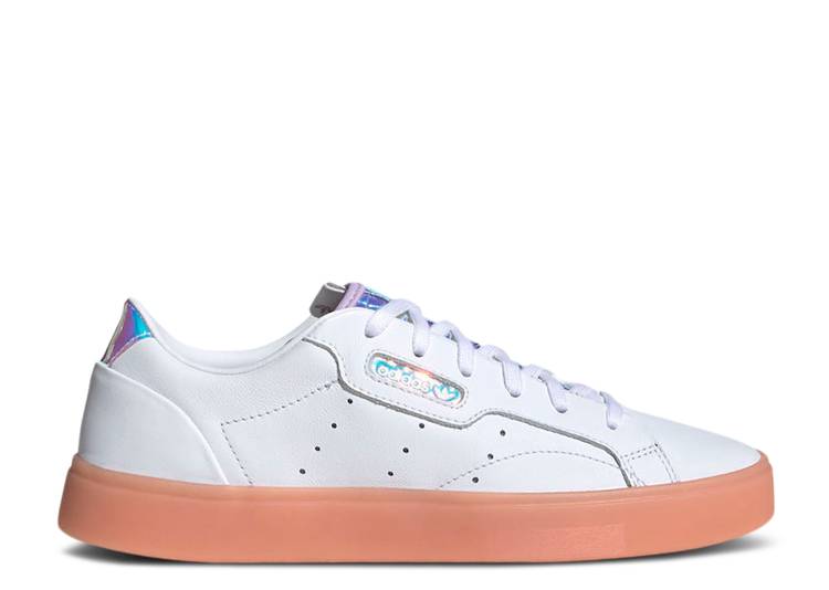 【 ADIDAS WMNS SLEEK WHITE CORAL IRIDESCENT / CLOUD WHITE SILVER METALLIC HAZE 】 アディダス 白色 ホワイト 銀色 シルバー スニーカー レディース