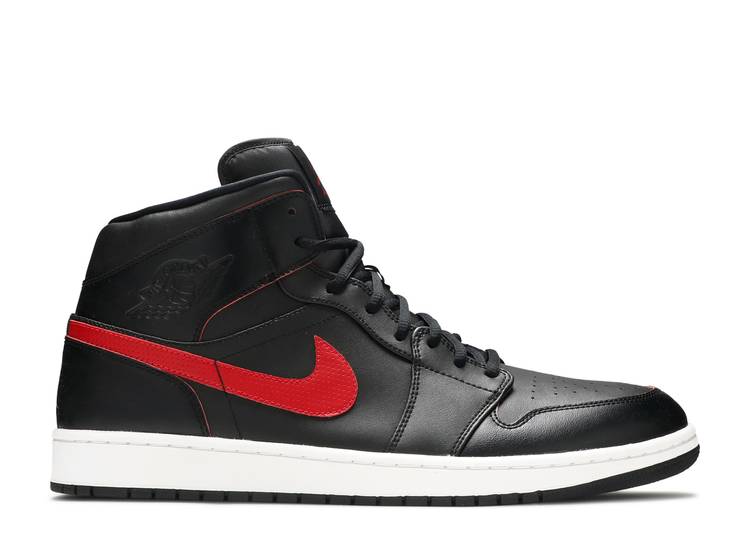 【 AIR JORDAN JORDAN 1 RETRO MID 'BLACK TEAM RED' / BLACK TEAM RED TEAM RED WHITE 】 ナイキ ミッド チーム 黒色 ブラック 赤 レッド 白色 ホワイト エアジョーダン スニーカー メンズ|スニケス