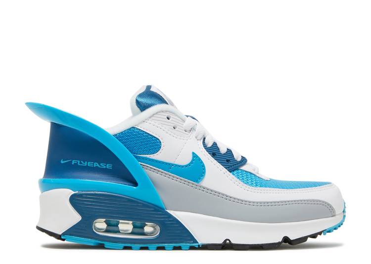 【 NIKE AIR MAX 90 FLYEASE GS 'WHITE INDUSTRIAL BLUE' / WHITE WHITE INDUSTRIAL BLUE 】 マックス 白色 ホワイト 青色 ブルー エアマックス ジュニア キッズ ベビー マタニティ スニーカー ナイキ|スニケス