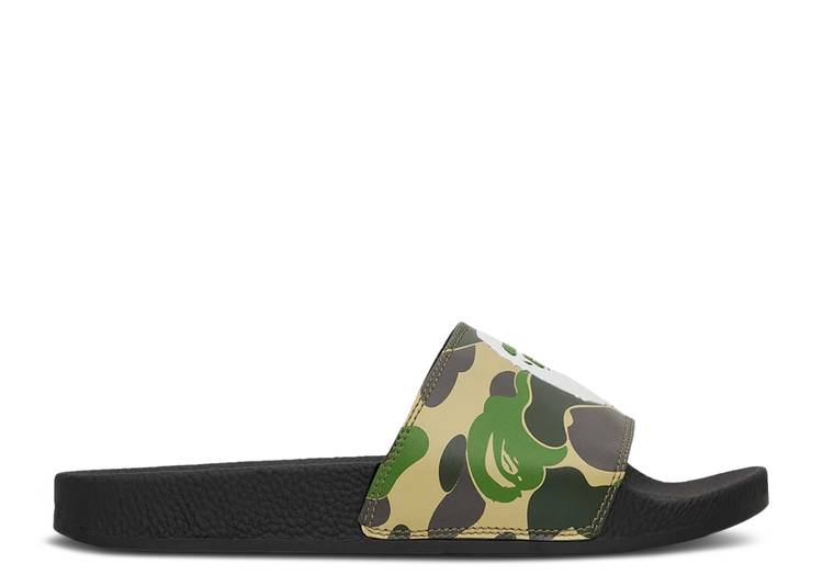 【 BAPE ABC CAMO SLIDE \u0027GREEN\u0027 / GREEN 】 合鴨柄 サンダル 緑 緑であること スニーカー メンズ ベイプ