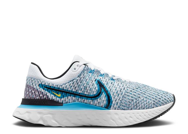 【 NIKE REACT INFINITY RUN FLYKNIT 3 \u0027WHITE BLUE ORBIT\u0027 / WHITE BLUE ORBIT CHLORINE BLUE 】 リアクト 幽客 飛球編み物 青味 青み 白いこと 白いこと スニーカー メンズ ナイキ