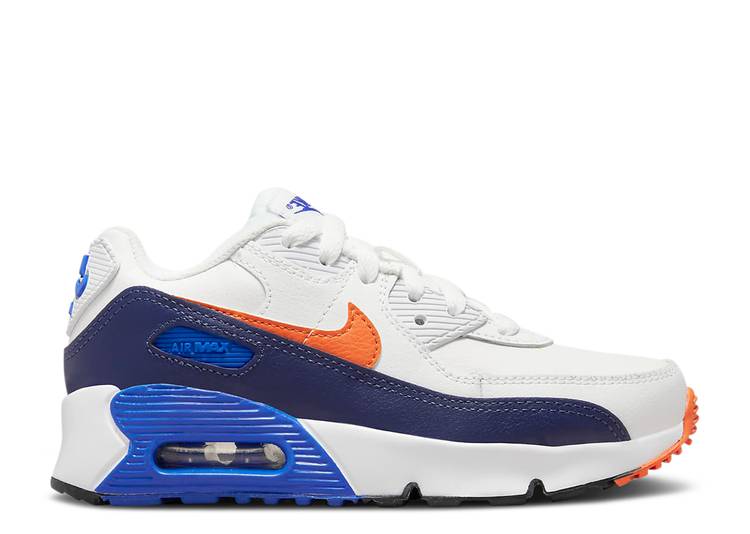 【 NIKE AIR MAX 90 LEATHER PS 'WHITE MIDNIGHT NAVY' / SUMMIT WHITE MIDNIGHT NAVY GAME 】 マックス レザー 白色 ホワイト 紺色 ネイビー ゲーム エアマックス ジュニア キッズ ベビー マタニティ スニーカー ナイ｜スニケス