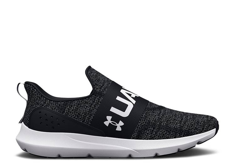 【 UNDER ARMOUR SURGE 3 SLIP \u0027BLACK WHITE\u0027 / BLACK WHITE 】 黒いこと 黒いこと 白いこと 白いこと アンダーアーマー スニーカー メンズ