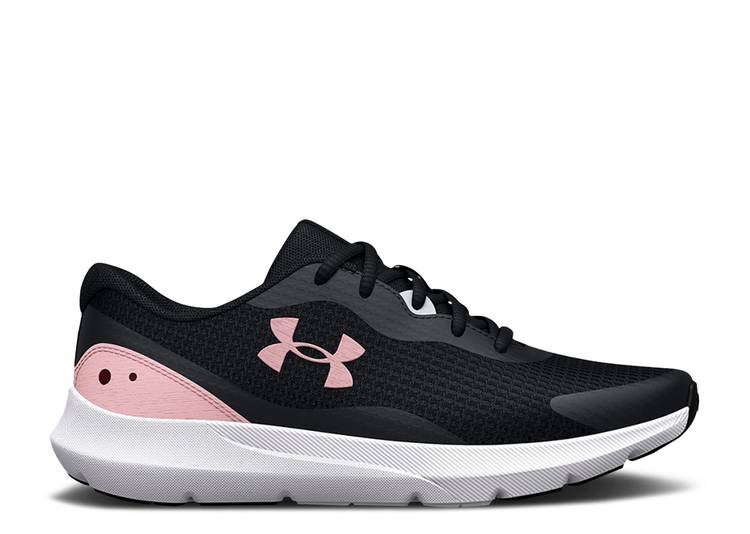【 UNDER ARMOUR WMNS SURGE 3 'BLACK PRIME PINK' / BLACK PRIME PINK 】 黒色 ブラック ピンク アンダーアーマー スニーカー レディース