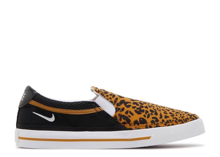【 NIKE WMNS COURT LEGACY SLIP 'LEOPARD' / BLACK WHEAT WHITE 】 コート レガシー 黒色 ブラック ウィート 白色 ホワイト スニーカー レディース ナイキ