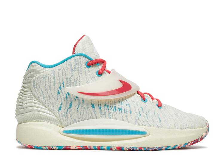 【 NIKE KD 14 EP 'MULTI-COLOR' / CASHMERE WHITE TURQUOISE BLUE 】 白色 ホワイト 青色 ブルー 'MULTICOLOR' スニーカー メンズ ナイキ