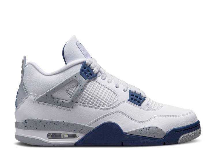 【 AIR JORDAN JORDAN 4 RETRO \u0027MIDNIGHT NAVY\u0027 / WHITE MIDNIGHT NAVY LIGHT SMOKE 】 ナイキ 白いこと 白いこと 紺色 米国海軍 エアジョーダン スニーカー メンズ