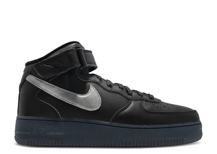 【 NIKE AIR FORCE 1 MID PREMIUM \u0027BLACK METALLIC SILVER\u0027 / BLACK METALLIC SILVER HYPER PINK 】 ミッド 割り増し金 黒いこと 黒いこと しろがね色 しろがね色 サクラ色 空軍 スニーカー メンズ ナイキ
