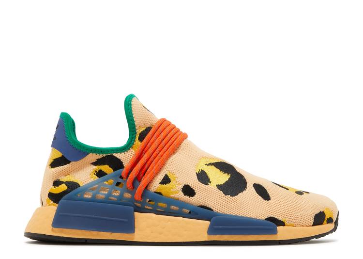 【 ADIDAS PHARRELL X NMD HUMAN RACE \u0027ANIMAL PRINT - PULSE AMBER\u0027 / PULSE AMBER BOLD GOLD BLACK 】 アディダス ゴールド 黒いこと 黒いこと スニーカー メンズ