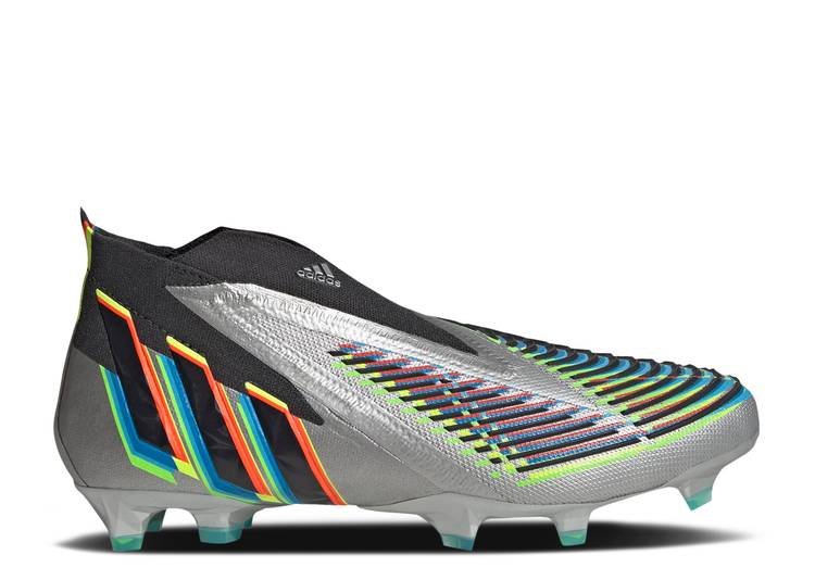 【 ADIDAS PREDATOR EDGE+ FG \u0027SILVER METALLIC BLACK\u0027 / SILVER METALLIC CORE BLACK TEAM 】 アディダス プレデター しろがね色 しろがね色 中核グループ 黒いこと 黒いこと 野球クラブ スニーカー メンズ