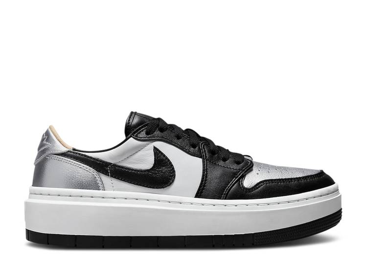 【 AIR JORDAN WMNS JORDAN 1 ELEVATE LOW SE \u0027SILVER TOE\u0027 / METALLIC SILVER BLACK WHITE 】 ナイキ しろがね色 しろがね色 黒いこと 黒いこと 白いこと 白いこと エアジョーダン スニーカー レディース