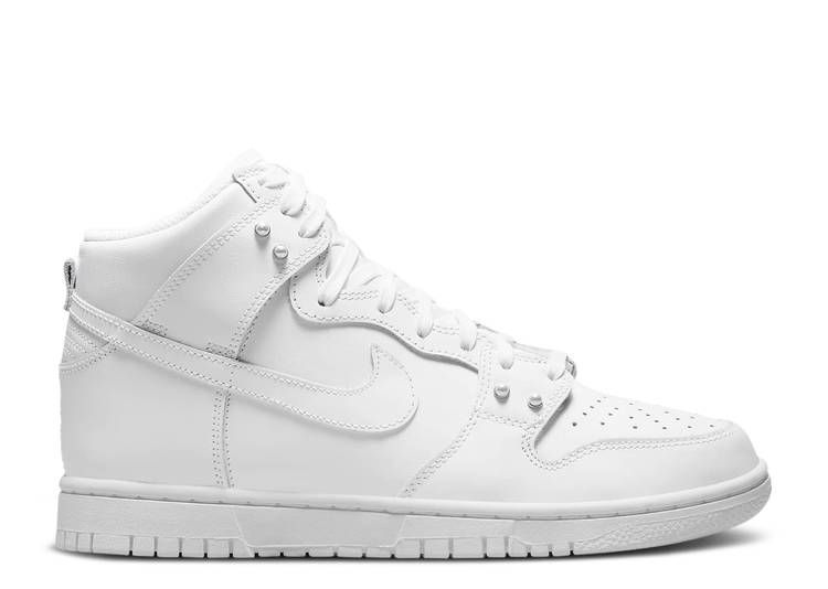 【 NIKE WMNS DUNK HIGH SE \u0027PEARL WHITE\u0027 / WHITE METALLIC SILVER SAIL WHITE 】 ダンク ご機嫌 白いこと 白いこと しろがね色 しろがね色 ダンクハイ スニーカー レディース ナイキ