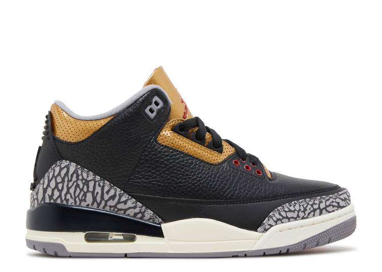 【 AIR JORDAN WMNS JORDAN 3 RETRO \u0027BLACK GOLD\u0027 / BLACK FIRE RED METALLIC GOLD 】 ナイキ 黒いこと 黒いこと 火の手 赤 赤いこと ゴールド エアジョーダン スニーカー レディース スニーカー-靴