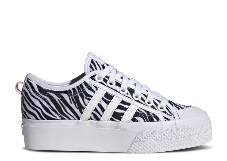 【 ADIDAS WMNS NIZZA PLATFORM \u0027ZEBRA\u0027 / CLOUD WHITE BLISS LILAC CORE 】 アディダス 白いこと 白いこと 中核グループ スニーカー レディース レディース靴-靴-スニーカー