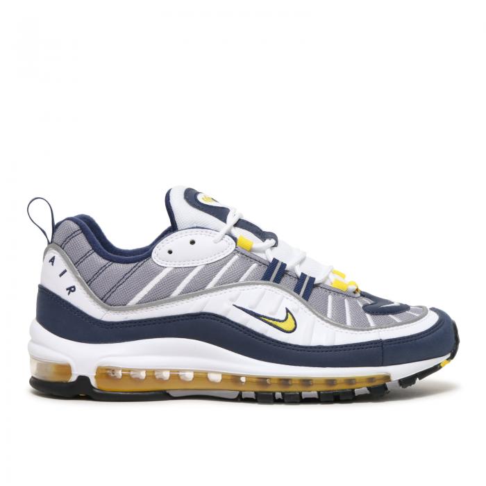 【 NIKE AIR MAX 98 \u0027TOUR YELLOW\u0027 2018 / WHITE TOUR YELLOW MIDNIGHT NAVY 】 マックス 白いこと 白いこと 黄味がかった 黄色 紺色 米国海軍 大気圏マックス スニーカー メンズ ナイキ