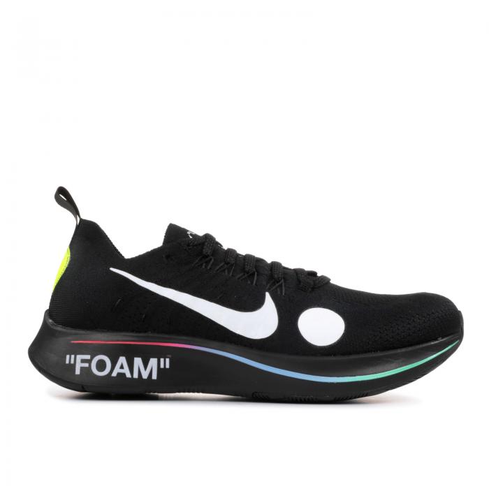 【 NIKE OFF-WHITE X ZOOM FLY MERCURIAL FLYKNIT 'BLACK' / BLACK WHITE VOLT 】 オフホワイト ズーム フライニット 黒色 ブラック 白色 ホワイト ズームフライ スニーカー メンズ ナイキ｜スニケス 76,890円