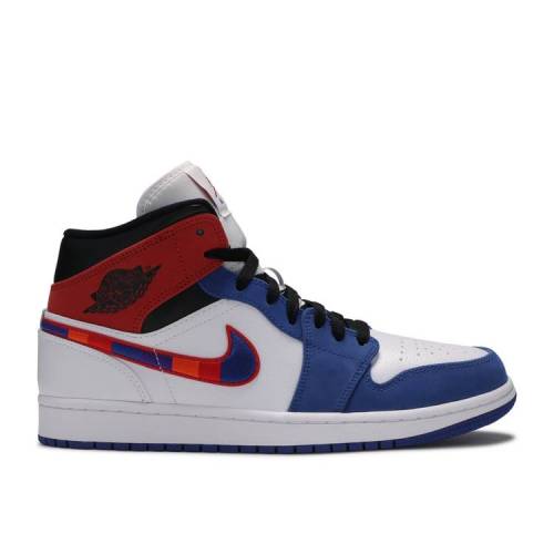 【 AIR JORDAN JORDAN 1 MID 'MULTICOLORED SWOOSH' / WHITE BLUE RED 】 ナイキ ミッド 白色 ホワイト 青色 ブルー 赤 レッド エアジョーダン スニーカー メンズ|スニケス